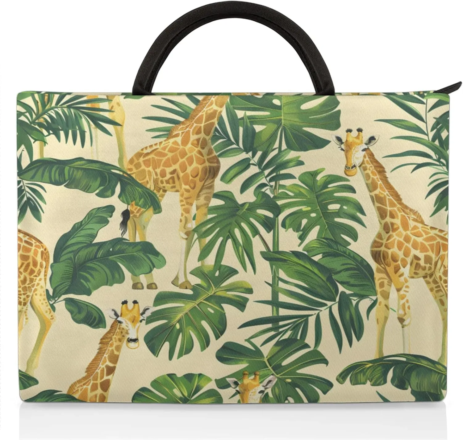 Giraffe Tropical Leaf Laptop Sleeve with Handle Waterproof Computer Carrying Case