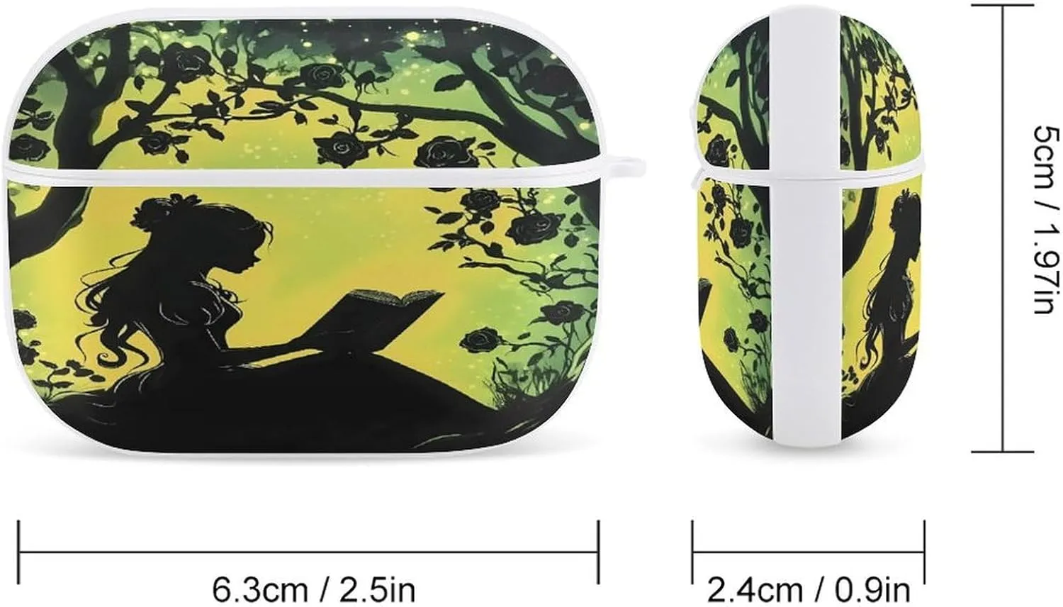 Girl Reading Book Earbud Case Bluetooth Headphone Case Full Protective Case with Keychain Compatible with Airpods Pro White-Style