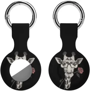 Glasses Giraffe Bite Rose Silicone Case for Airtags with Keychain Protective Cover Airtag Finder Tracker Holder Accessories