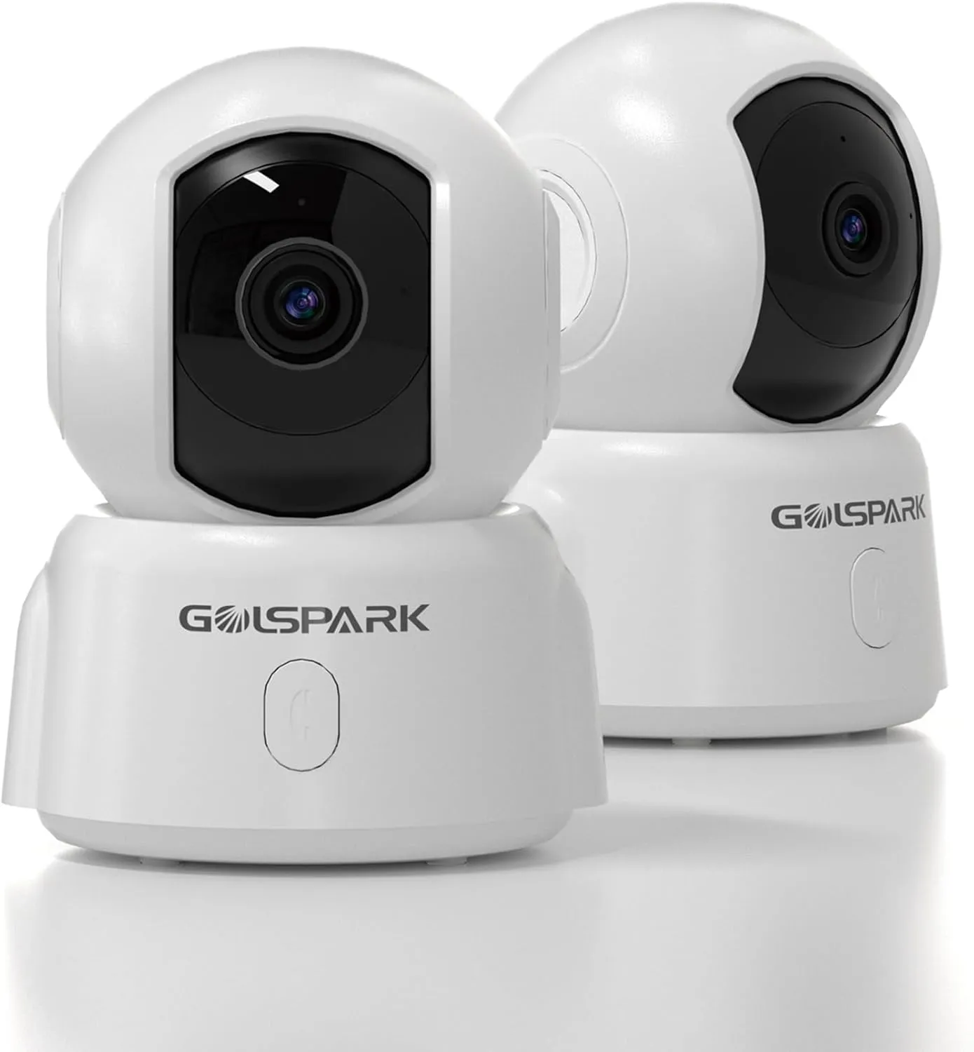 GOLSPARK Home Security Camera 2K, Pet Security Camera, 2.4GHz WiFi 360 PTZ Camera with Night Vision Motion Tracking Detection Two-Way Audio Sleep Mode SD Card Cloud Storage, White 2 Pack