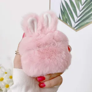 Guppy Compatible with AirPods Pro Furry Bunny Case Girls 3D Cartoon Cute Rabbit Ears Plush Fluffy Warm Carrying Case Soft Protective Case Cover Accessories for AirPods 3 Pink, QL2358-Airpods3-2
