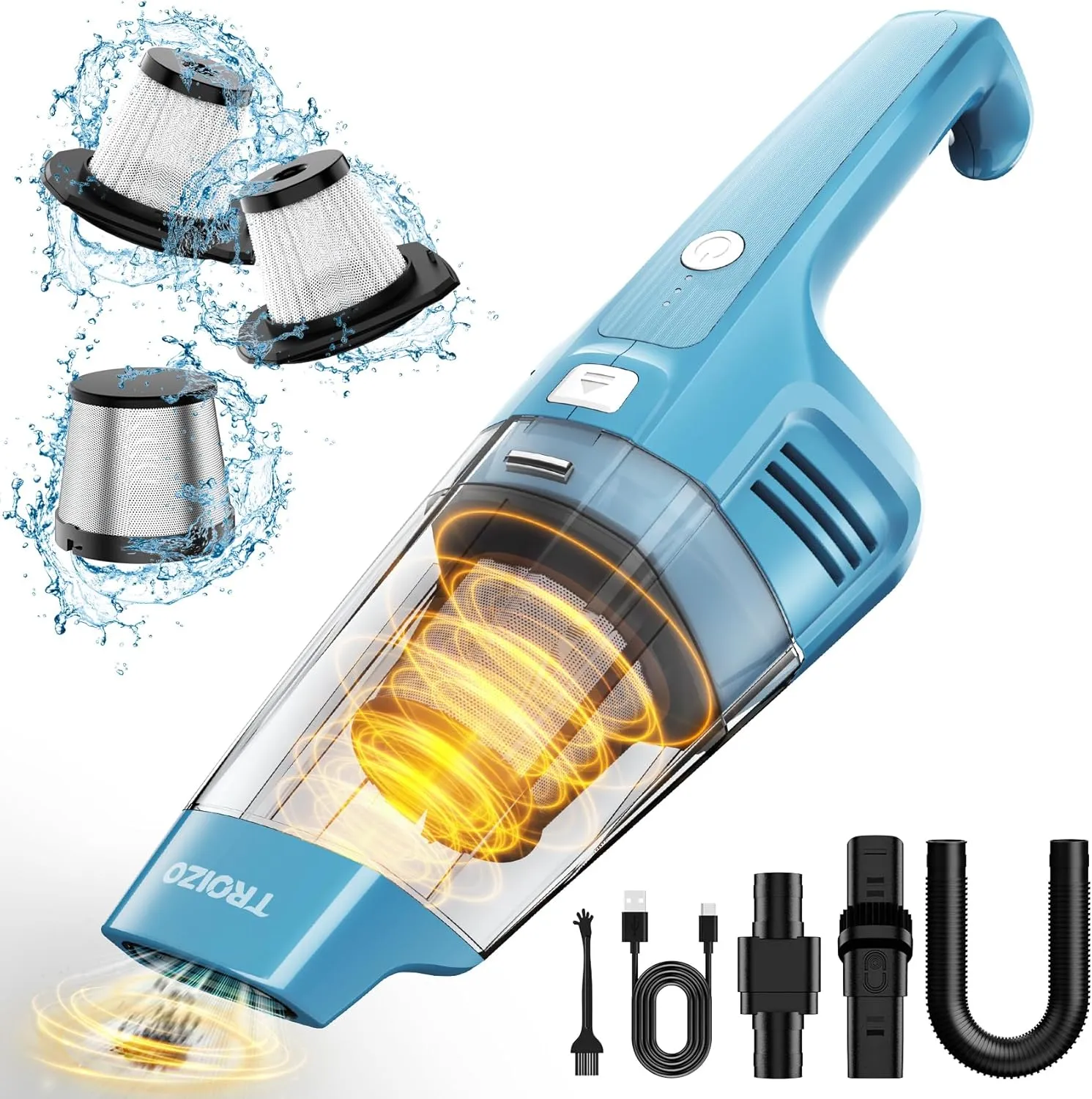Handheld Vacuum Cordless, 14500PA Powerful Suction Hand Held Vacuum Cleaner with Brushless Motor, Rechargeable and Portable Car Vacuum Cleaner with Multi Accessories for Home Office Car Pet