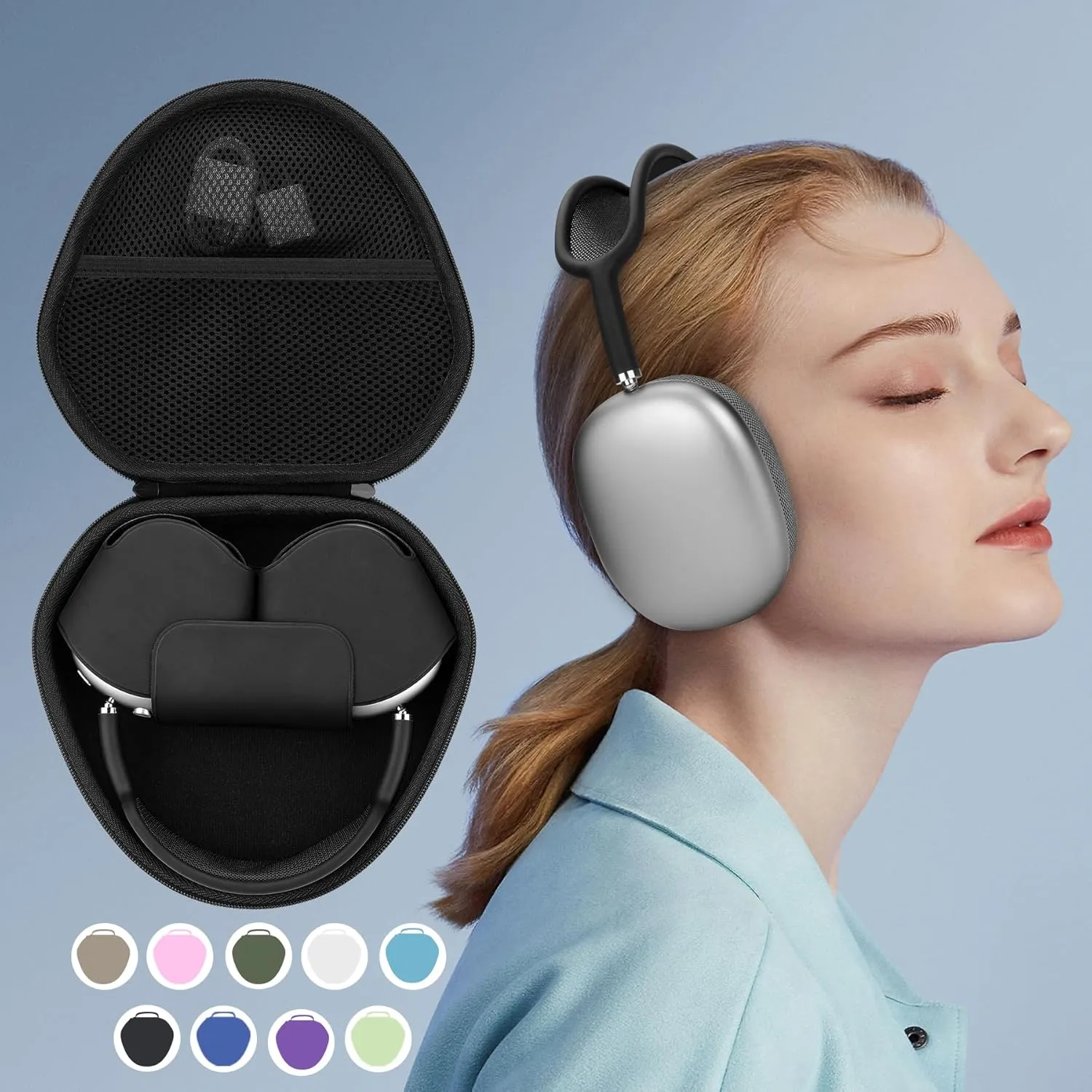Hard Case Compatible with Apple AirPods Max Over-Ear Headphones (Light Green Case)