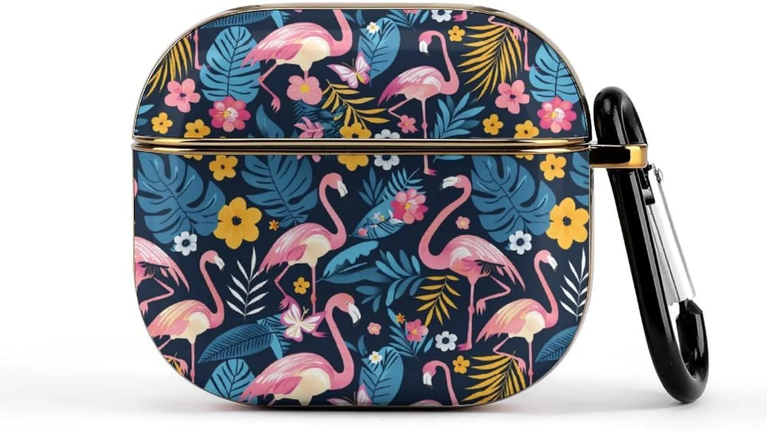Hawaiian Flamingo Tropical Plants Slim Travel Carrying Headphone Case Compatible with AirPods Smart Hard Shell Cover