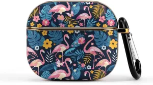 Hawaiian Flamingo Tropical Plants Slim Travel Carrying Headphone Case Compatible with AirPods Smart Hard Shell Cover