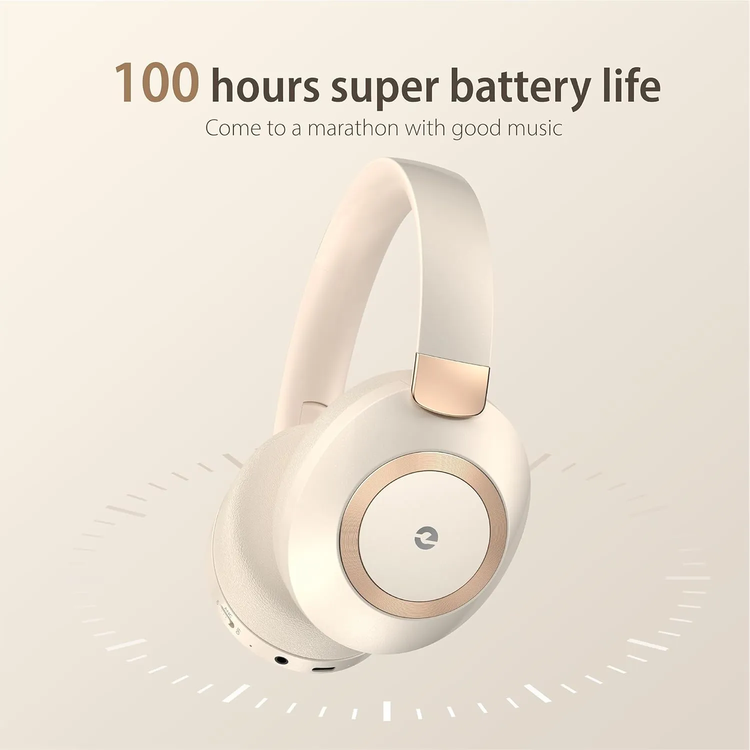 Headphones Wireless Bluetooth, 100H Playtime Active Noise Cancelling Headphones, Wireless Headphone with Microphone, Bluetooth Headphone with Deep Bass, Over-Ear Headphon with Fast Charging