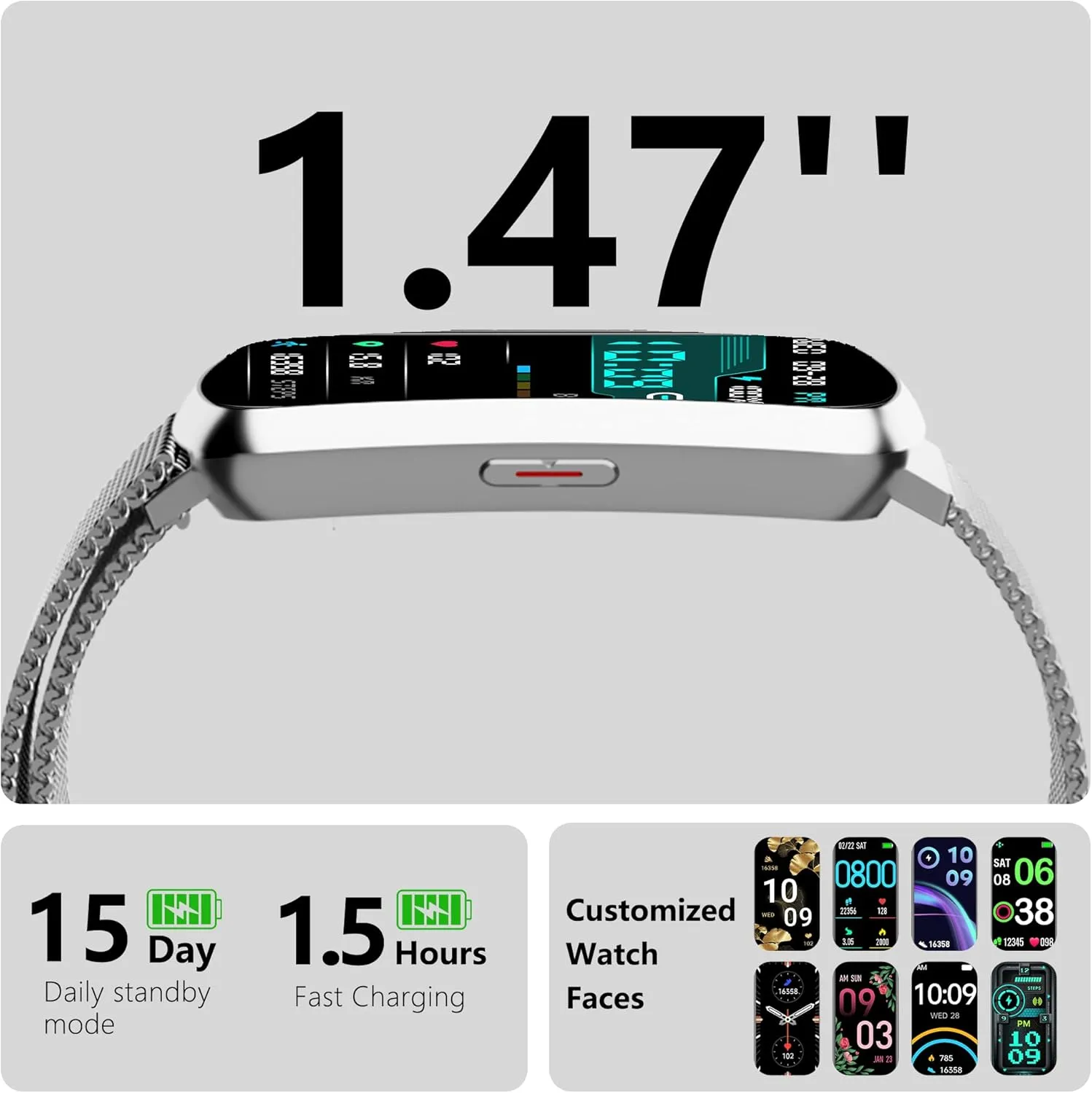 Health Fitness Tracker, Smart Watch with 24/7 Heart Rate and Blood Pressure Monitor, Activity Tracker with Blood Oxygen, 120 Sport Mode Waterproof Sleep Tracker for Women Men