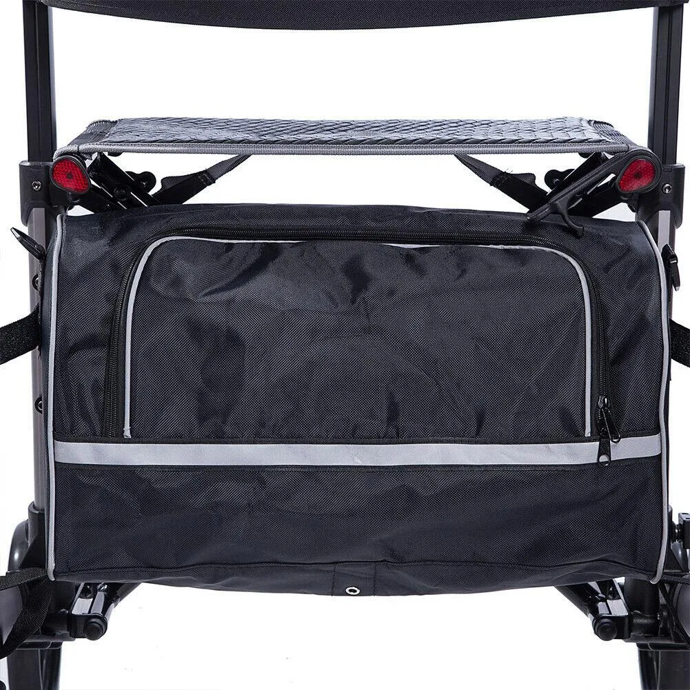 Heavy-Duty Upright Rollator Walker for Seniors with Seat & Storage