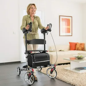 Heavy-Duty Upright Rollator Walker for Seniors with Seat & Storage