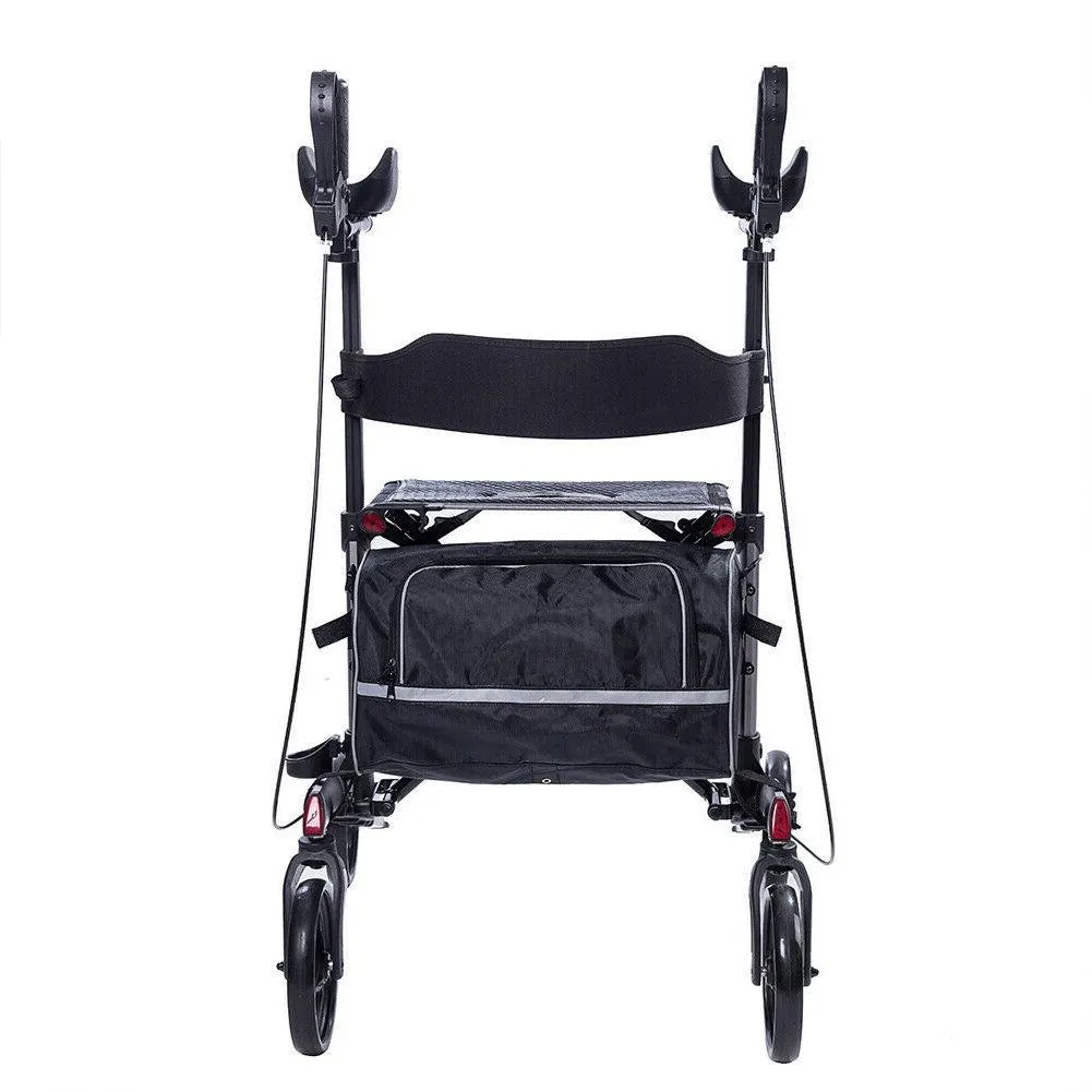 Heavy-Duty Upright Rollator Walker for Seniors with Seat & Storage