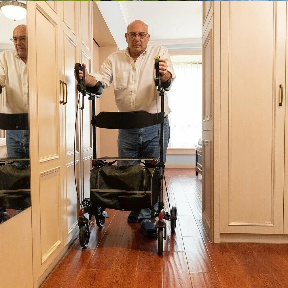 Heavy-Duty Upright Rollator Walker for Seniors with Seat & Storage