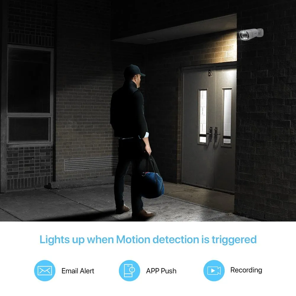 H.VIEW H.265 5MP POE Security Camera System, 4pcs Spotlight IP Camera, AI Detection, 5MP 8CH NVR , Support 4TB HDD for 24-7 Recording(HDD No included)