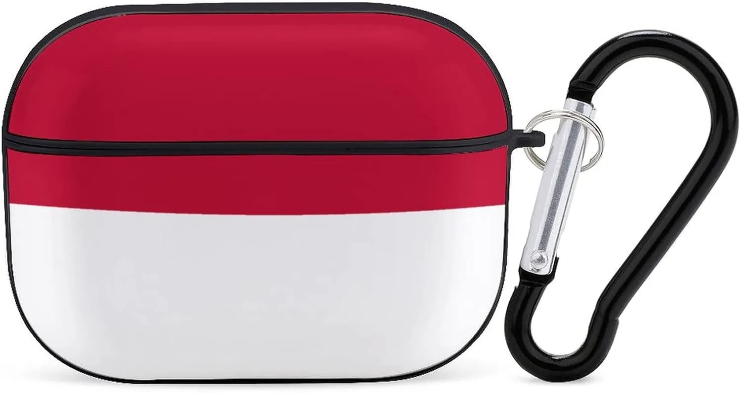Indonesian Flag Full Printed Bluetooth Earbuds Case Cover for Airpods ProFull-Body Protective Earphone Case Cover with Keychain
