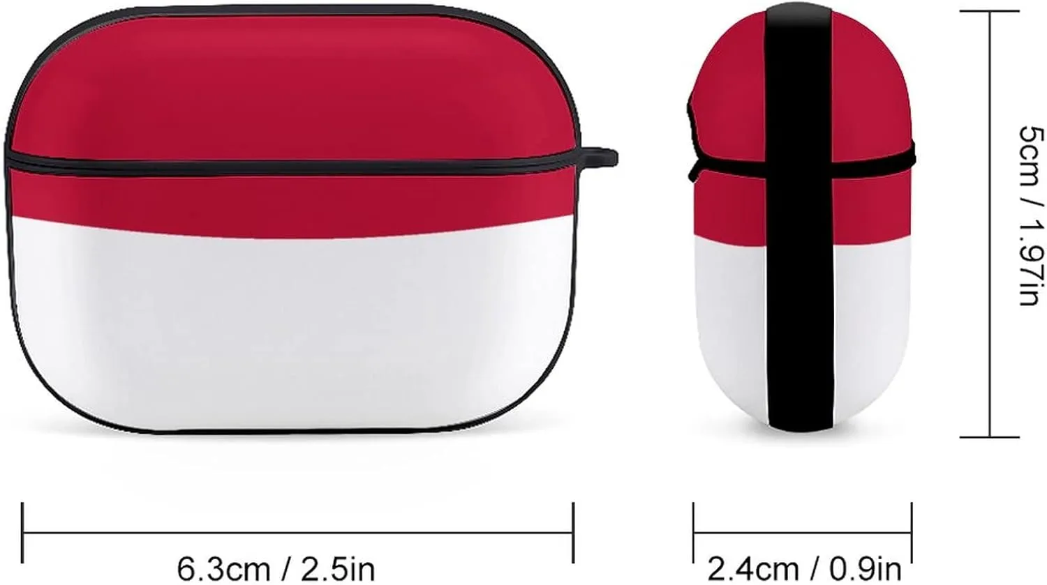 Indonesian Flag Full Printed Bluetooth Earbuds Case Cover for Airpods ProFull-Body Protective Earphone Case Cover with Keychain