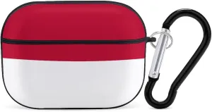 Indonesian Flag Full Printed Bluetooth Earbuds Case Cover for Airpods ProFull-Body Protective Earphone Case Cover with Keychain