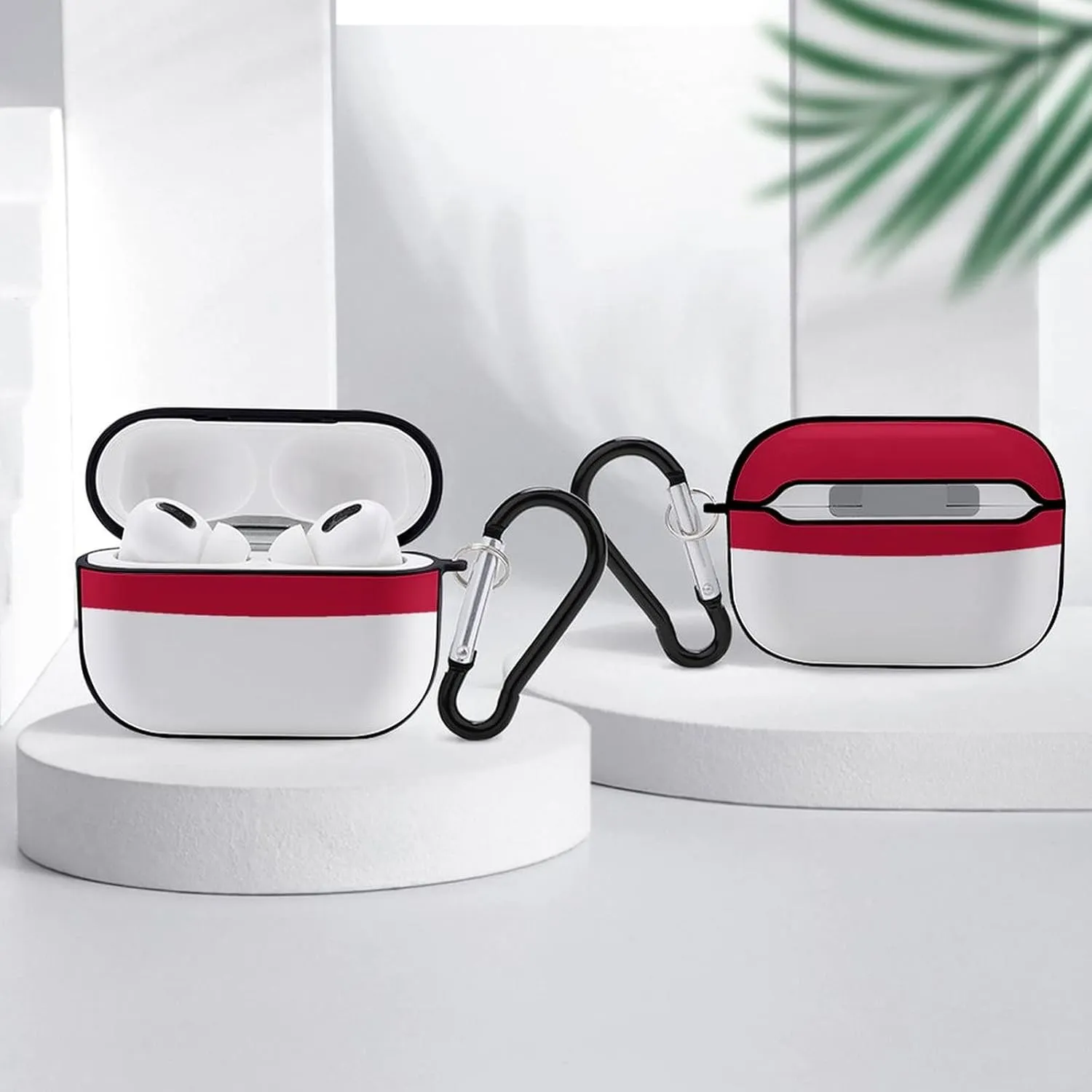 Indonesian Flag Full Printed Bluetooth Earbuds Case Cover for Airpods ProFull-Body Protective Earphone Case Cover with Keychain