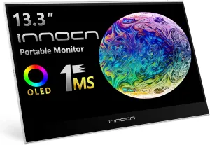 INNOCN Portable Monitor 13.3" OLED Full HD 1080P 100% DCI-P3 1MS 100000:1 USB C Plug Play Second Computer Display Mini HDMI Travel Monitor Photo Video Editing for Laptop MacBook PC Console