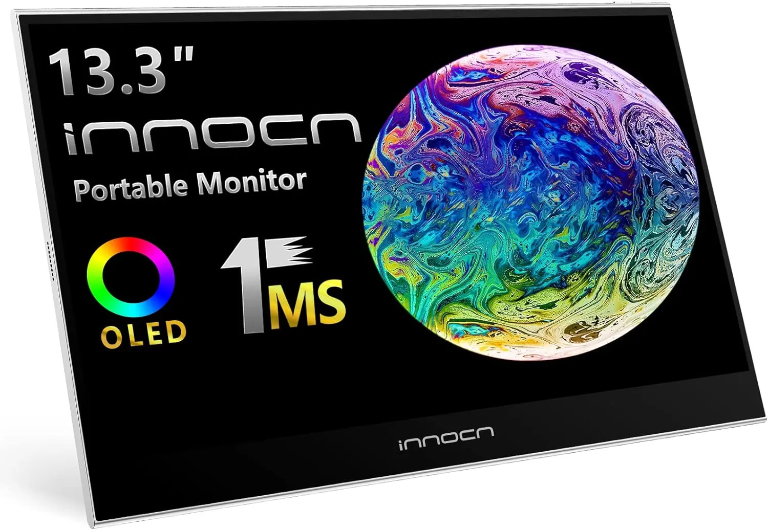 INNOCN Portable Monitor 13.3" OLED Full HD 1080P 100% DCI-P3 1MS 100000:1 USB C Plug Play Second Computer Display Mini HDMI Travel Monitor Photo Video Editing for Laptop MacBook PC Console