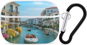 Italy Venetian Canals Earbud Case Bluetooth Headphone Case Full Protective Case with Keychain Compatible with Airpods Pro White-Style