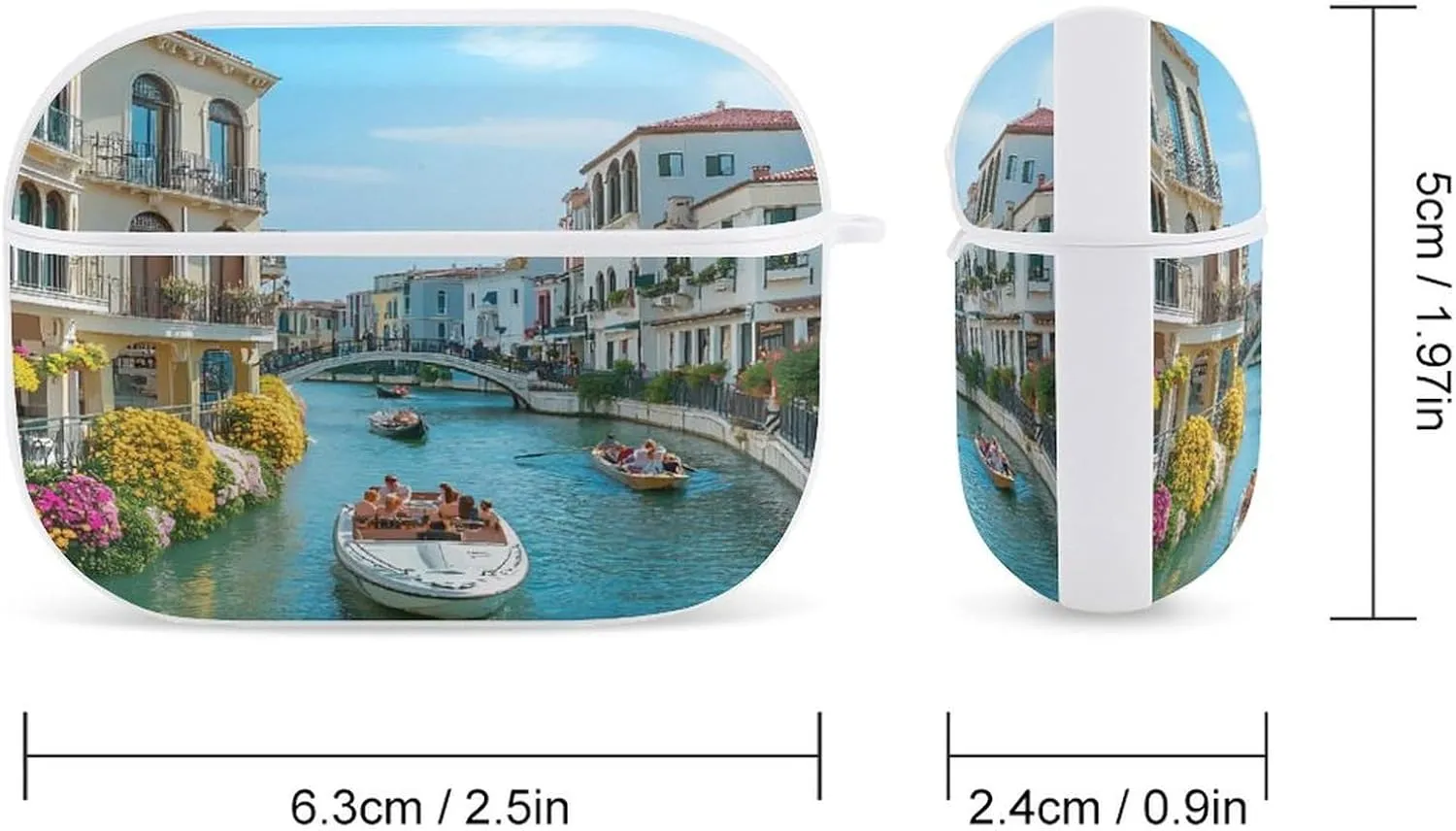 Italy Venetian Canals Earbud Case Bluetooth Headphone Case Full Protective Case with Keychain Compatible with Airpods Pro White-Style