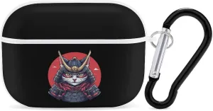 Japanese Samurai Cat Tattoo Earbud Case Bluetooth Headphone Case Full Protective Case with Keychain Compatible with Airpods Pro White-Style