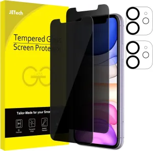 JETech Privacy Screen Protector for iPhone 11 6.1-Inch with Camera Lens Protector, Anti Spy Tempered Glass Film, 2-Pack Each