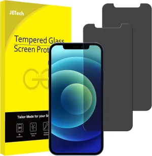 JETech Privacy Screen Protector for iPhone 12 mini 5.4-Inch, Anti Spy Tempered Glass Film, 2-Pack