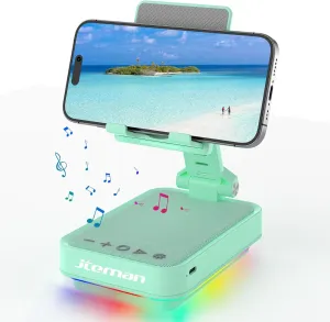 JTEMAN Cell Phone Stand with Wireless Bluetooth Speaker and Jumping Light, Cool Tech Gifts for Men, Women, Husband, Dad, Unique Birthday Gift for Him - Green