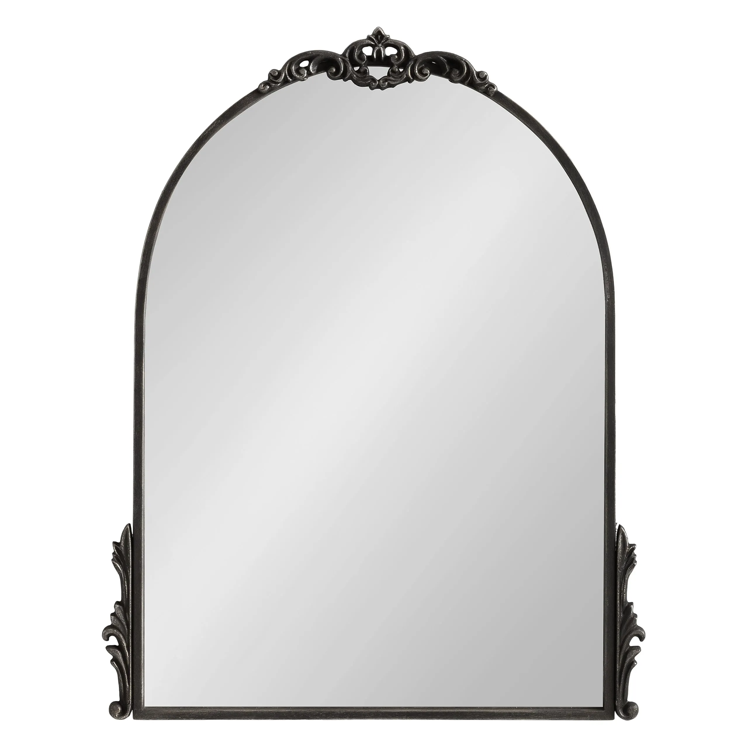 Kate and Laurel Myrcelle Traditional Arched Mirror, 25 x 33, Gold, Decorative Large Arch Mirror with Ornate Garland Detailing Along The Crown and Edges of The Frame