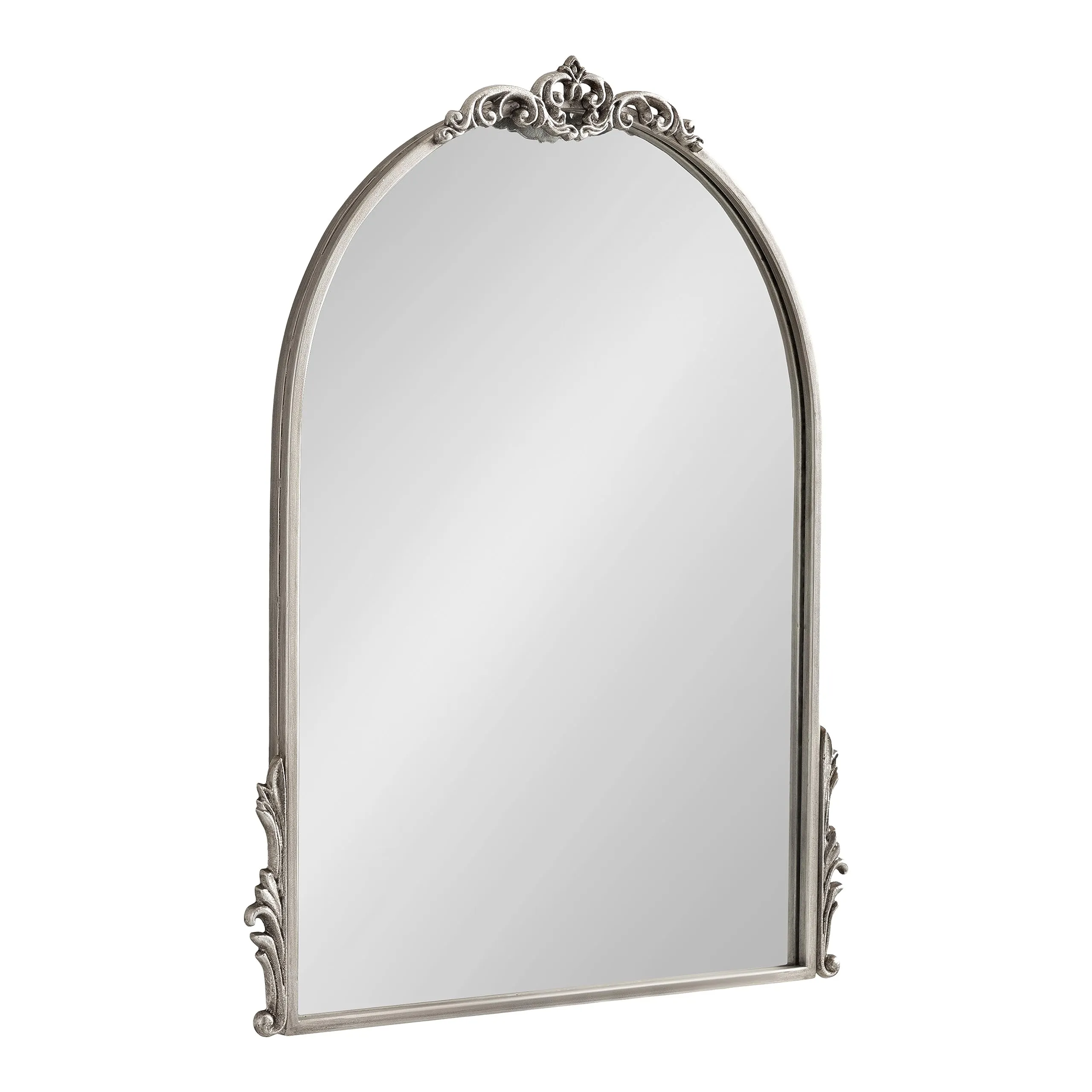 Kate and Laurel Myrcelle Traditional Arched Mirror, 25 x 33, Gold, Decorative Large Arch Mirror with Ornate Garland Detailing Along The Crown and Edges of The Frame