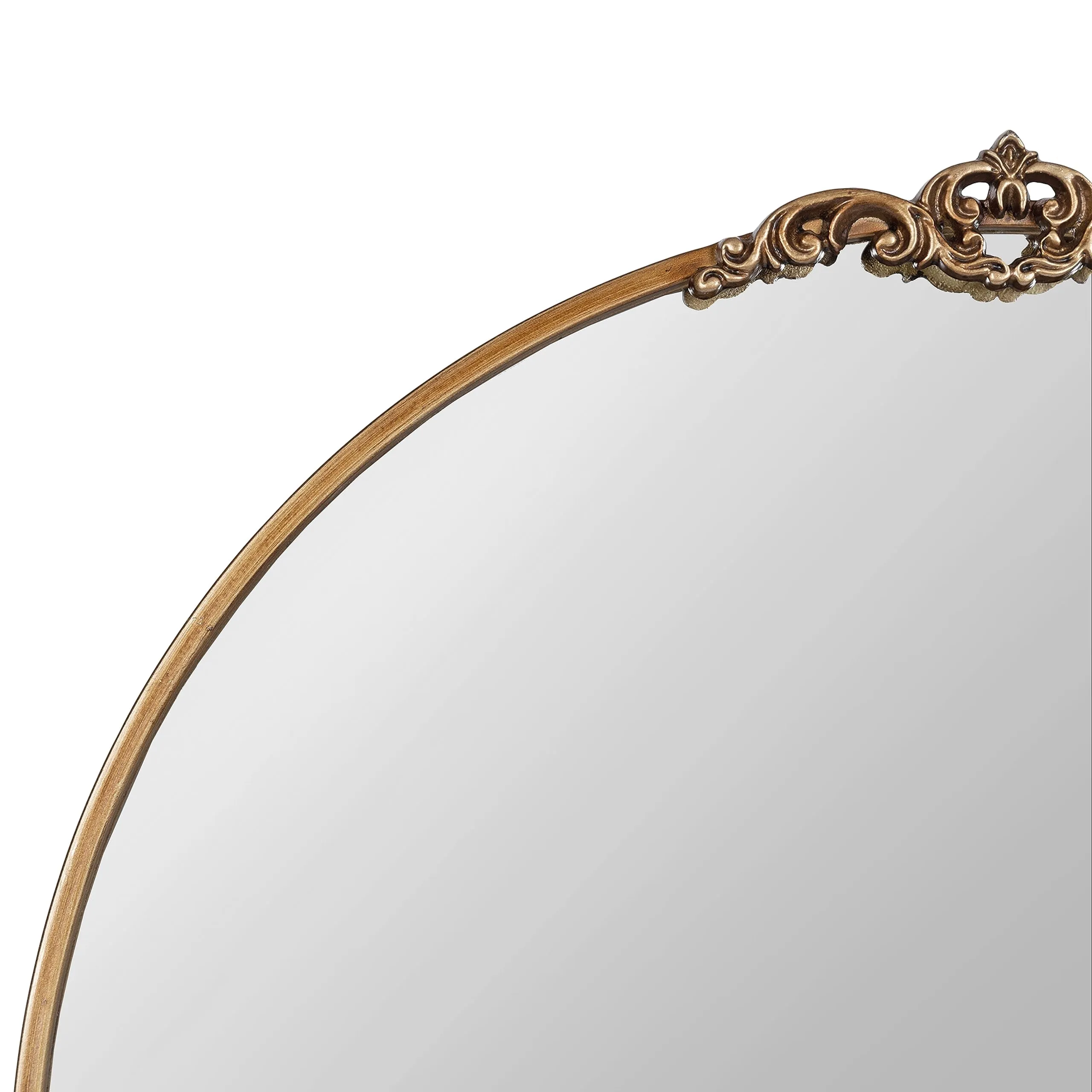 Kate and Laurel Myrcelle Traditional Arched Mirror, 25 x 33, Gold, Decorative Large Arch Mirror with Ornate Garland Detailing Along The Crown and Edges of The Frame