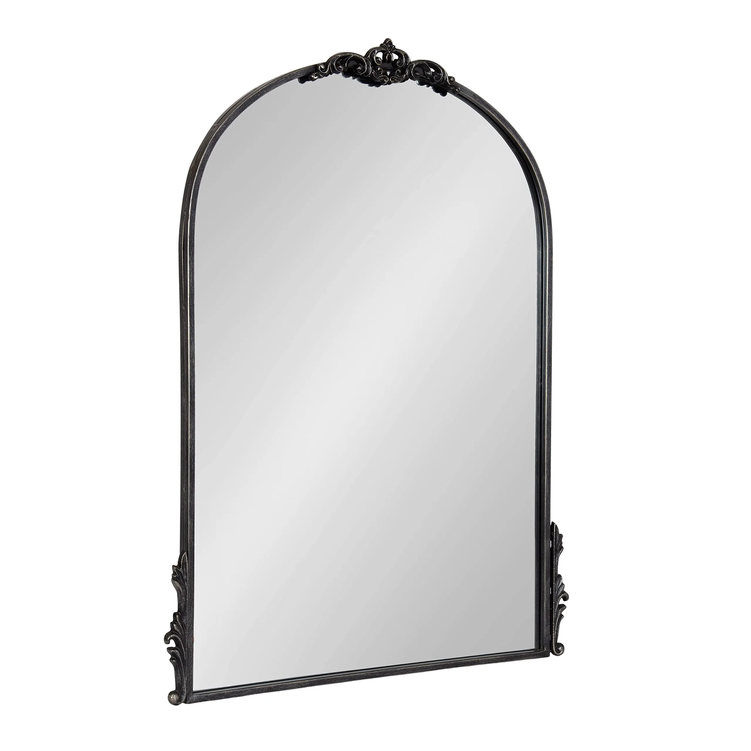 Kate and Laurel Myrcelle Traditional Arched Mirror, 25 x 33, Gold, Decorative Large Arch Mirror with Ornate Garland Detailing Along The Crown and Edges of The Frame