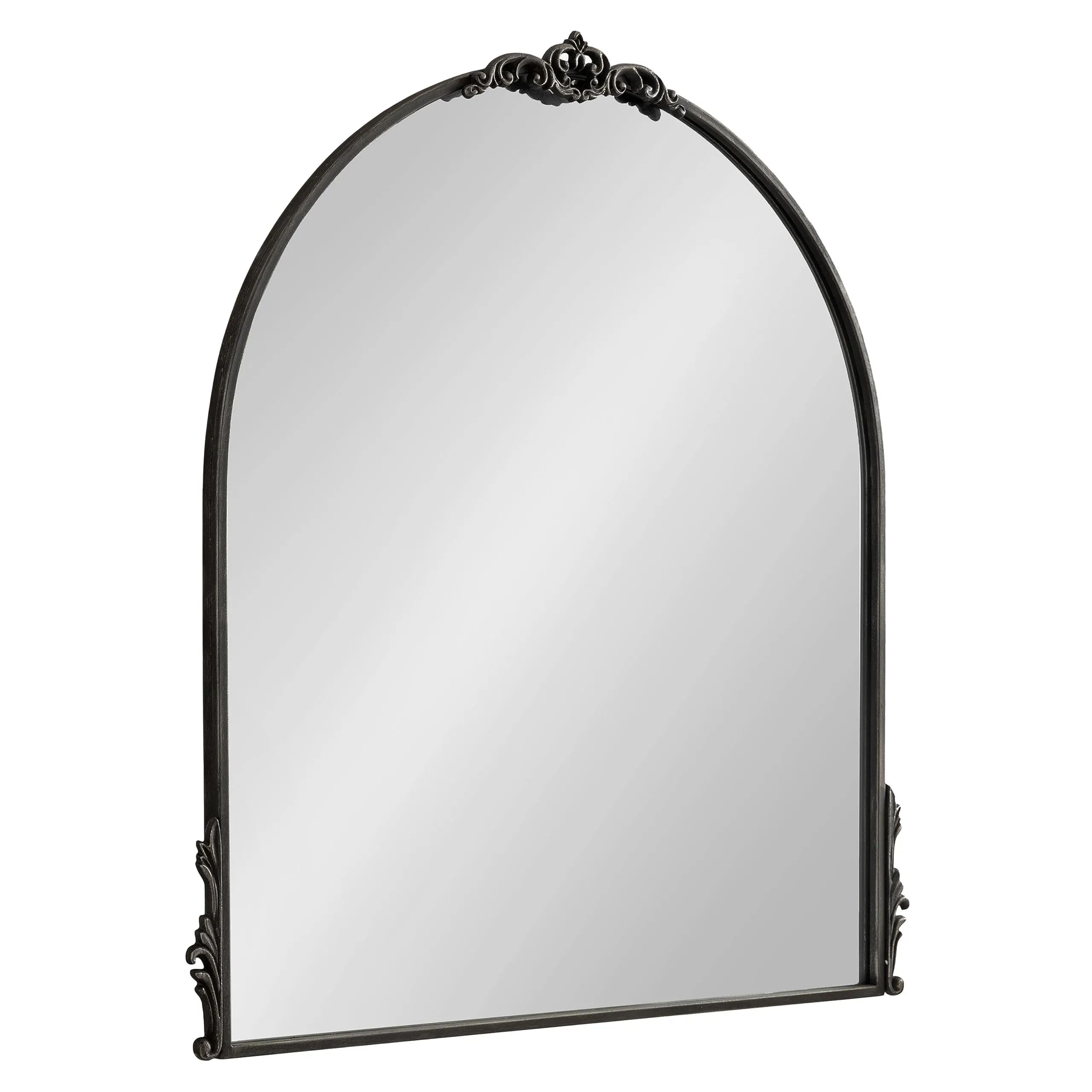 Kate and Laurel Myrcelle Traditional Arched Mirror, 25 x 33, Gold, Decorative Large Arch Mirror with Ornate Garland Detailing Along The Crown and Edges of The Frame