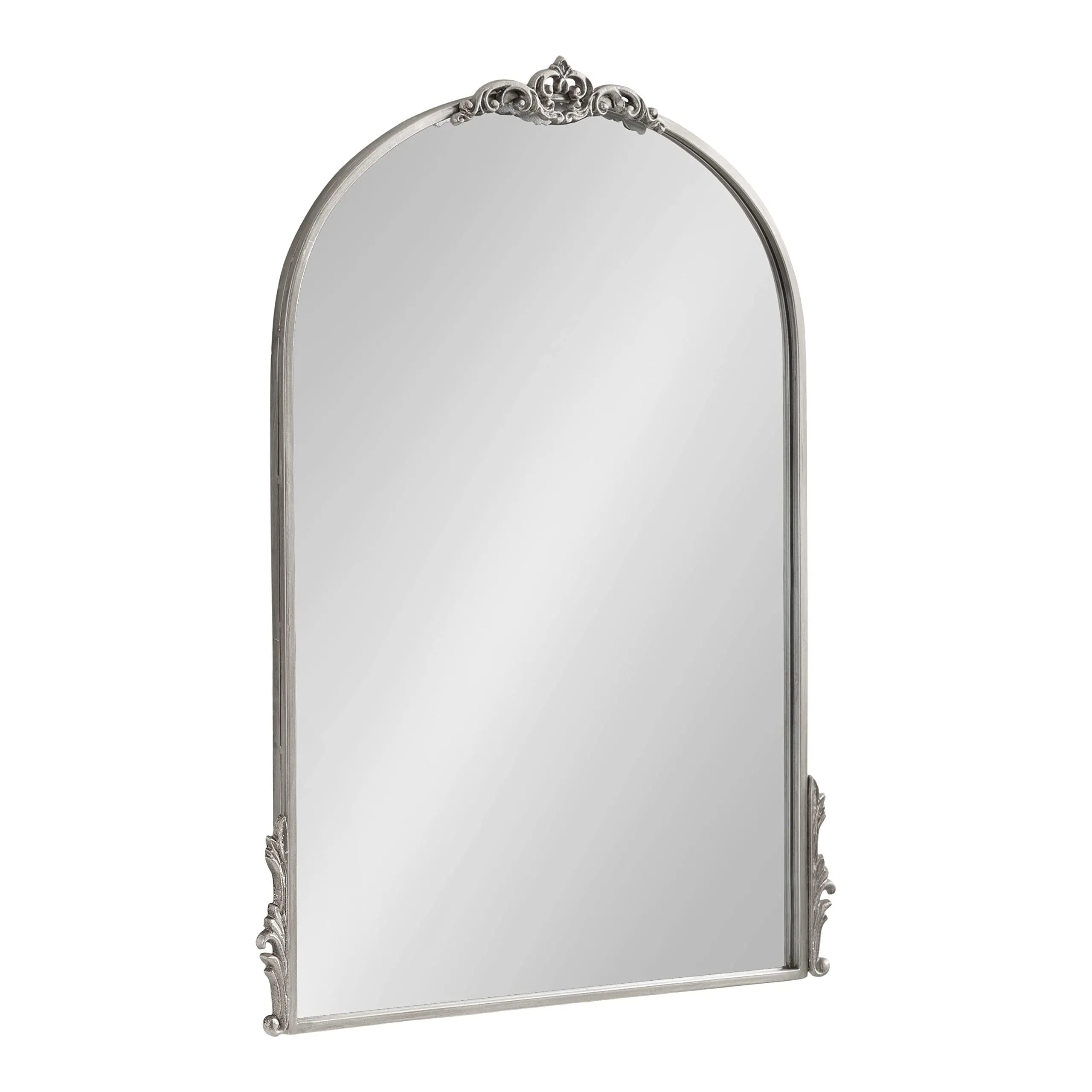 Kate and Laurel Myrcelle Traditional Arched Mirror, 25 x 33, Gold, Decorative Large Arch Mirror with Ornate Garland Detailing Along The Crown and Edges of The Frame