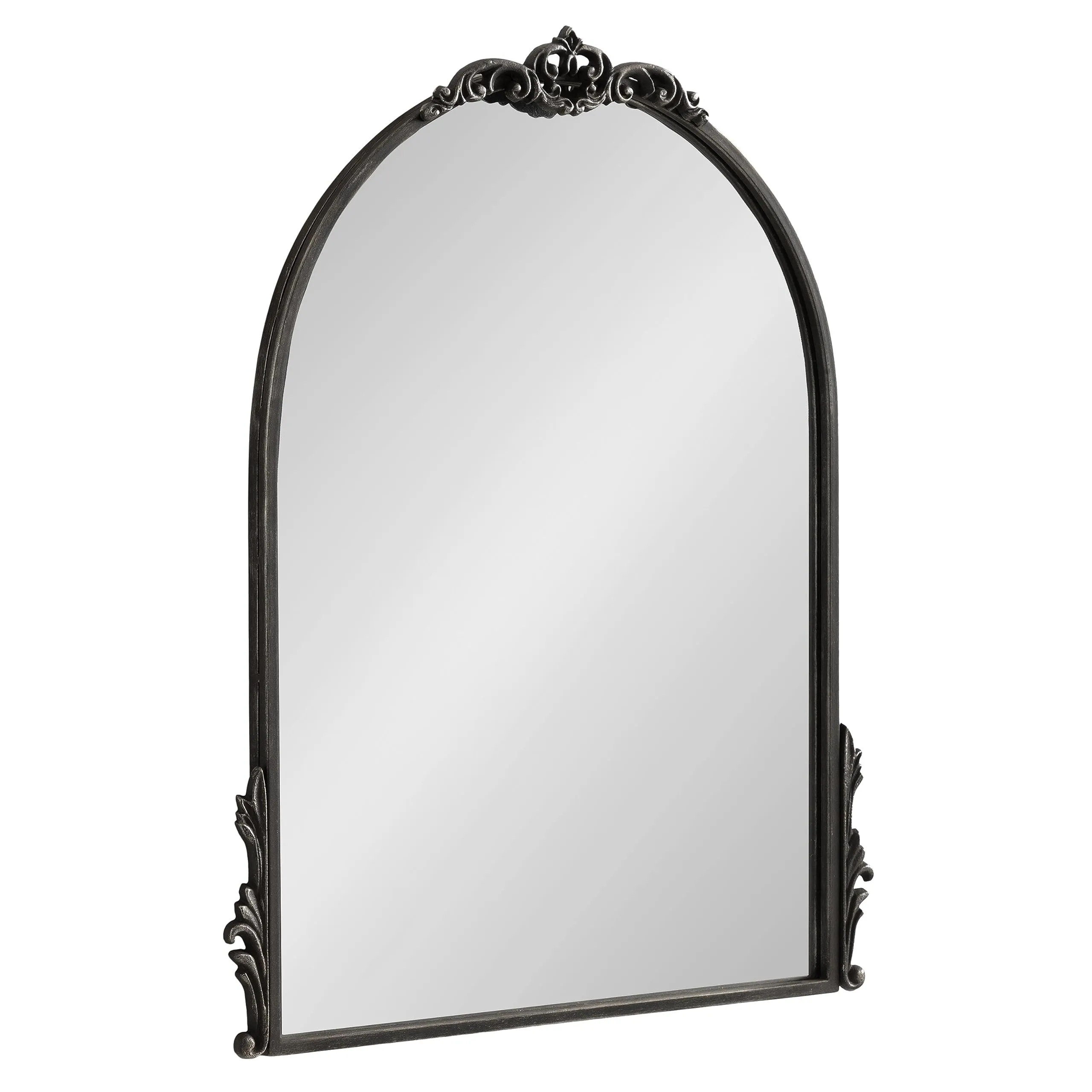 Kate and Laurel Myrcelle Traditional Arched Mirror, 25 x 33, Gold, Decorative Large Arch Mirror with Ornate Garland Detailing Along The Crown and Edges of The Frame