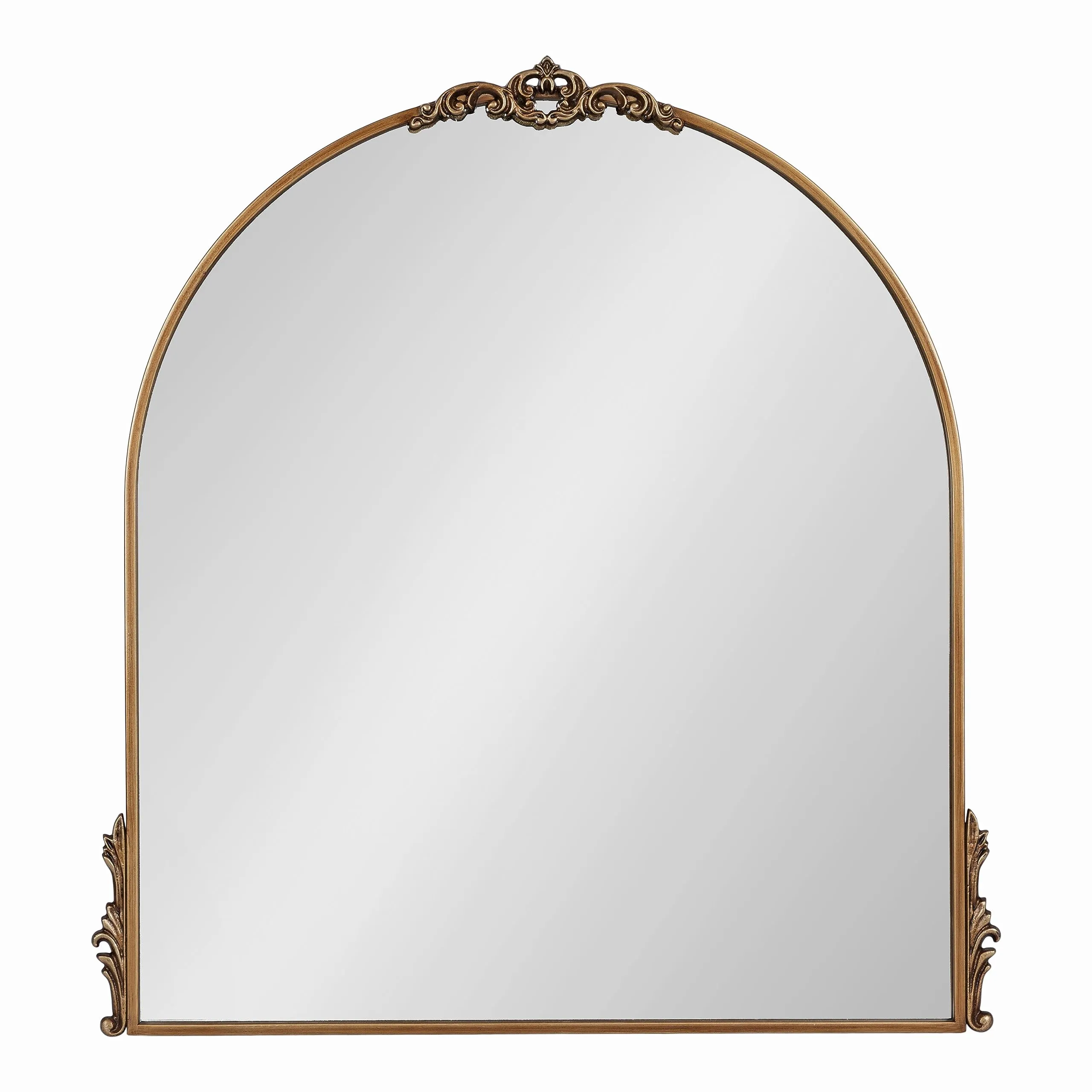 Kate and Laurel Myrcelle Traditional Arched Mirror, 25 x 33, Gold, Decorative Large Arch Mirror with Ornate Garland Detailing Along The Crown and Edges of The Frame