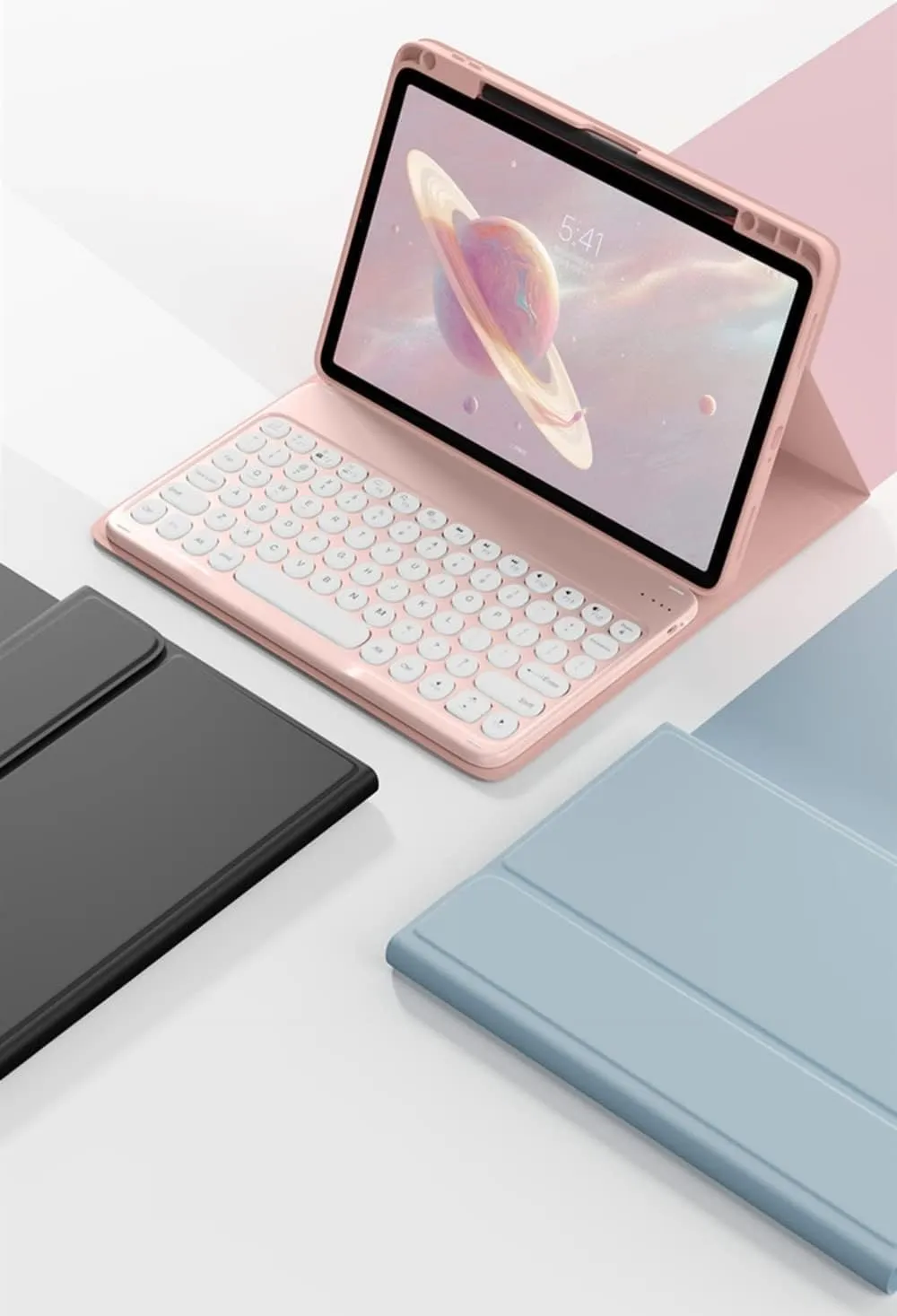 Keyboard Case for iPad A16 2025/ iPad 10th Generation 2022 Case with Bluetooth Mouse and Detachable Cute Round Key Candy Color Keyboard Cover,Purple