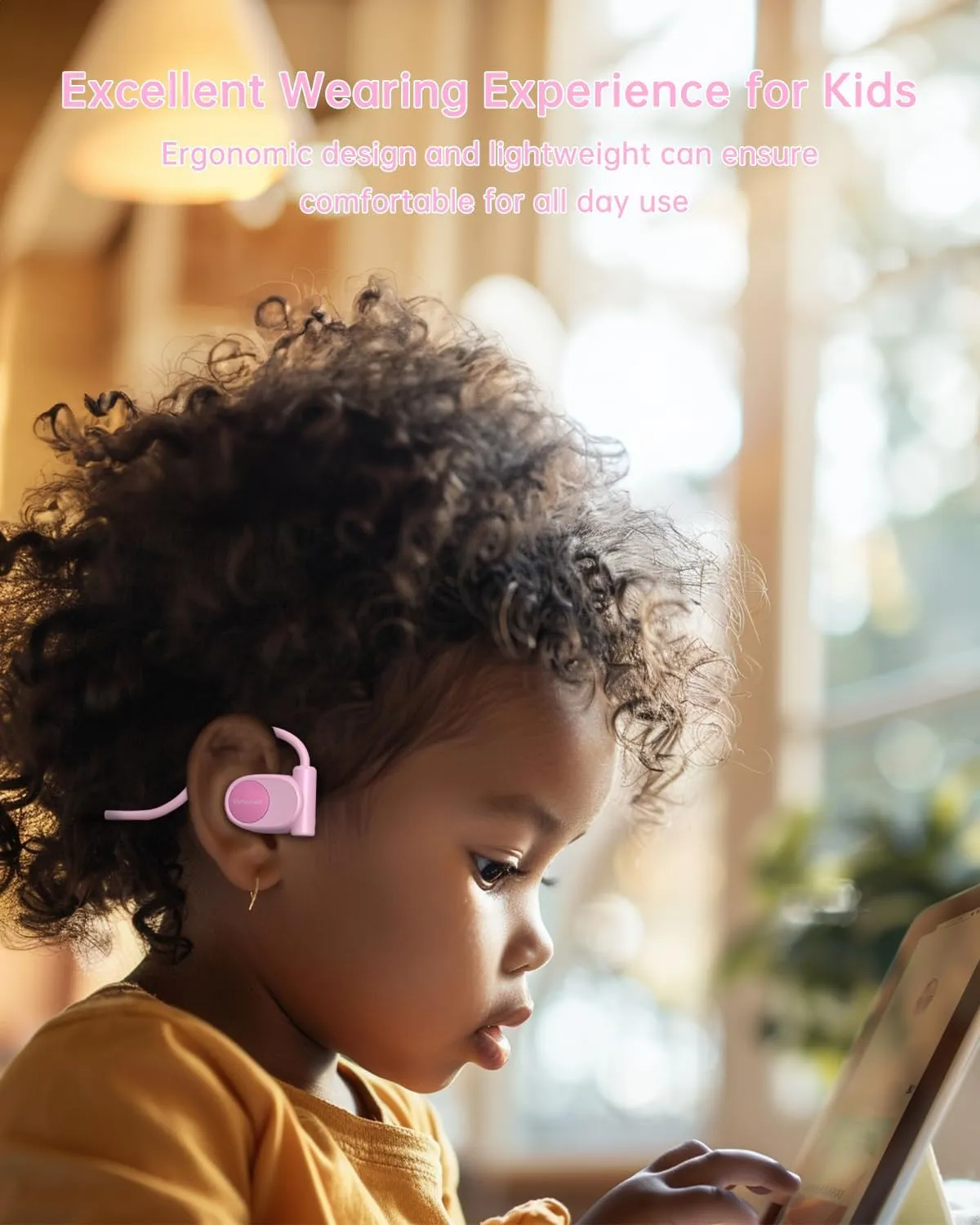 Kids Headphones, Wired Air Conduction Open Ear Headphones, 85dB Volume Limiting-Blue, Pink