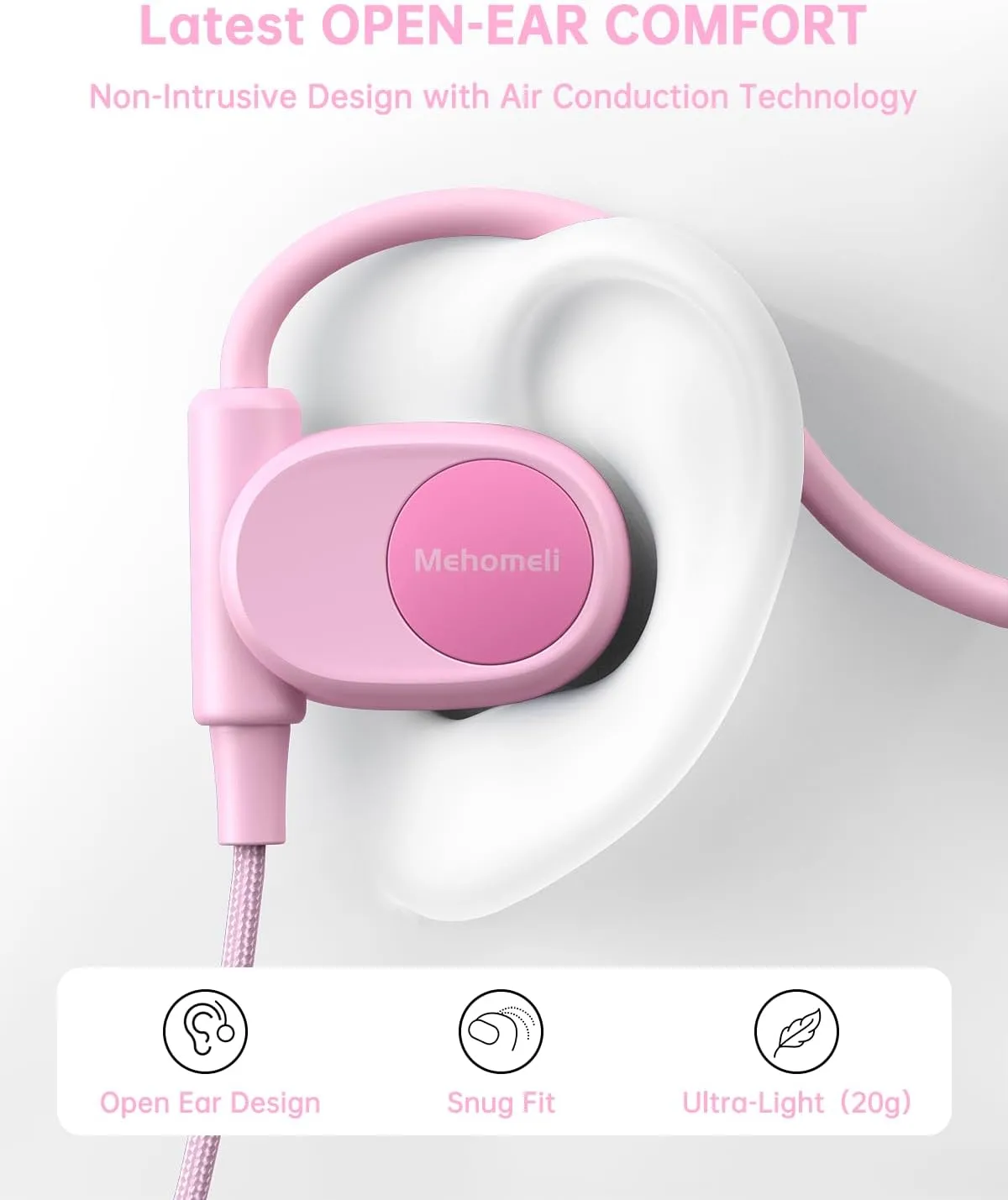 Kids Headphones, Wired Air Conduction Open Ear Headphones, 85dB Volume Limiting-Blue, Pink