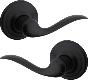 Kwikset Tustin Interior Passage Door Handle, Lever For Closet and Hallway Doors, Reversible Non-Locking Handle Lever, Matte Black, with Microban Protection