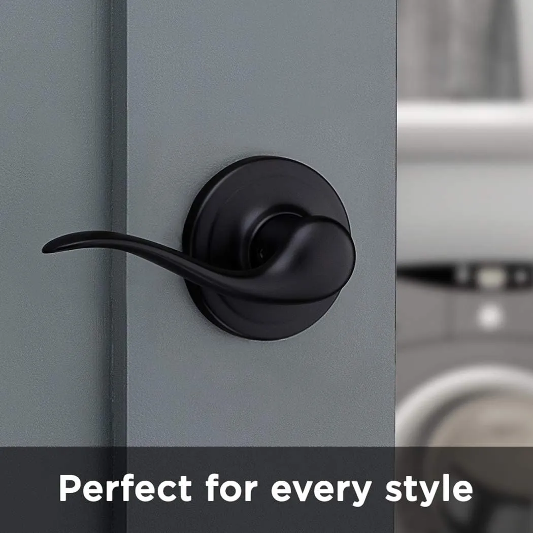 Kwikset Tustin Interior Passage Door Handle, Lever For Closet and Hallway Doors, Reversible Non-Locking Handle Lever, Matte Black, with Microban Protection