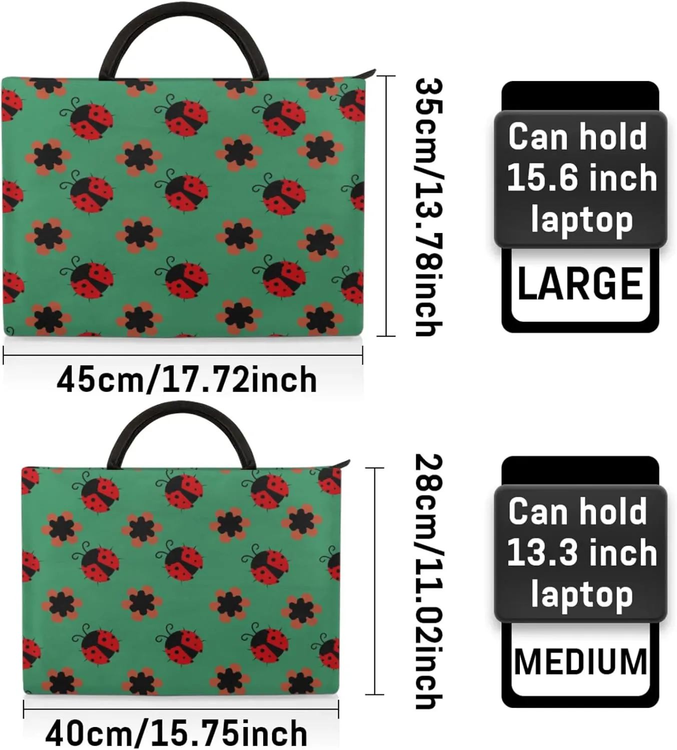 Ladybirds Flower Laptop Sleeve with Handle Waterproof Computer Carrying Case