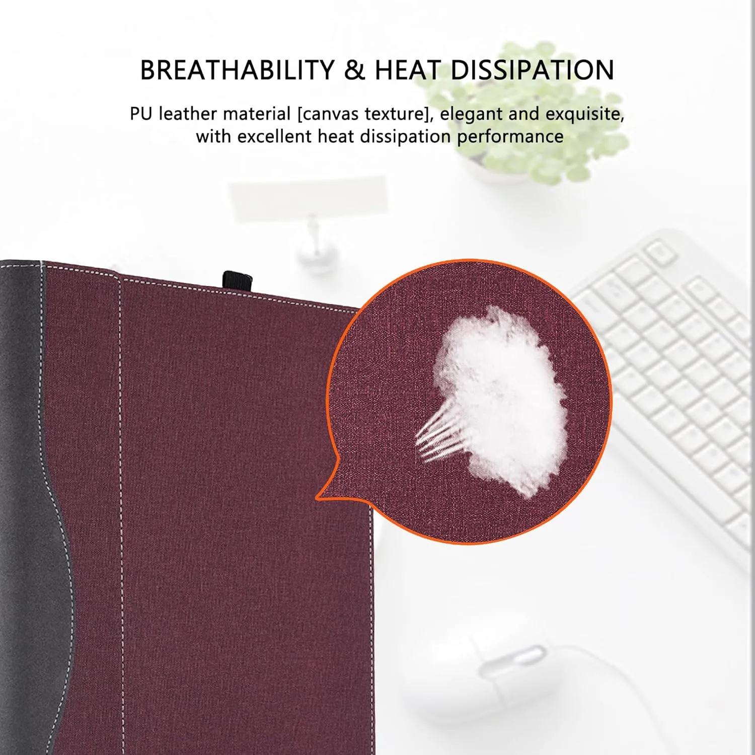 Laptop Case Cover for 14 inch Lenovo IdeaPad 5 2-in-1 14Q8X9 14AHP9 14IRH9 14IRU9 Sleeve,PU Leather Protective Bag Notebook PC Accessories (Burgundy)