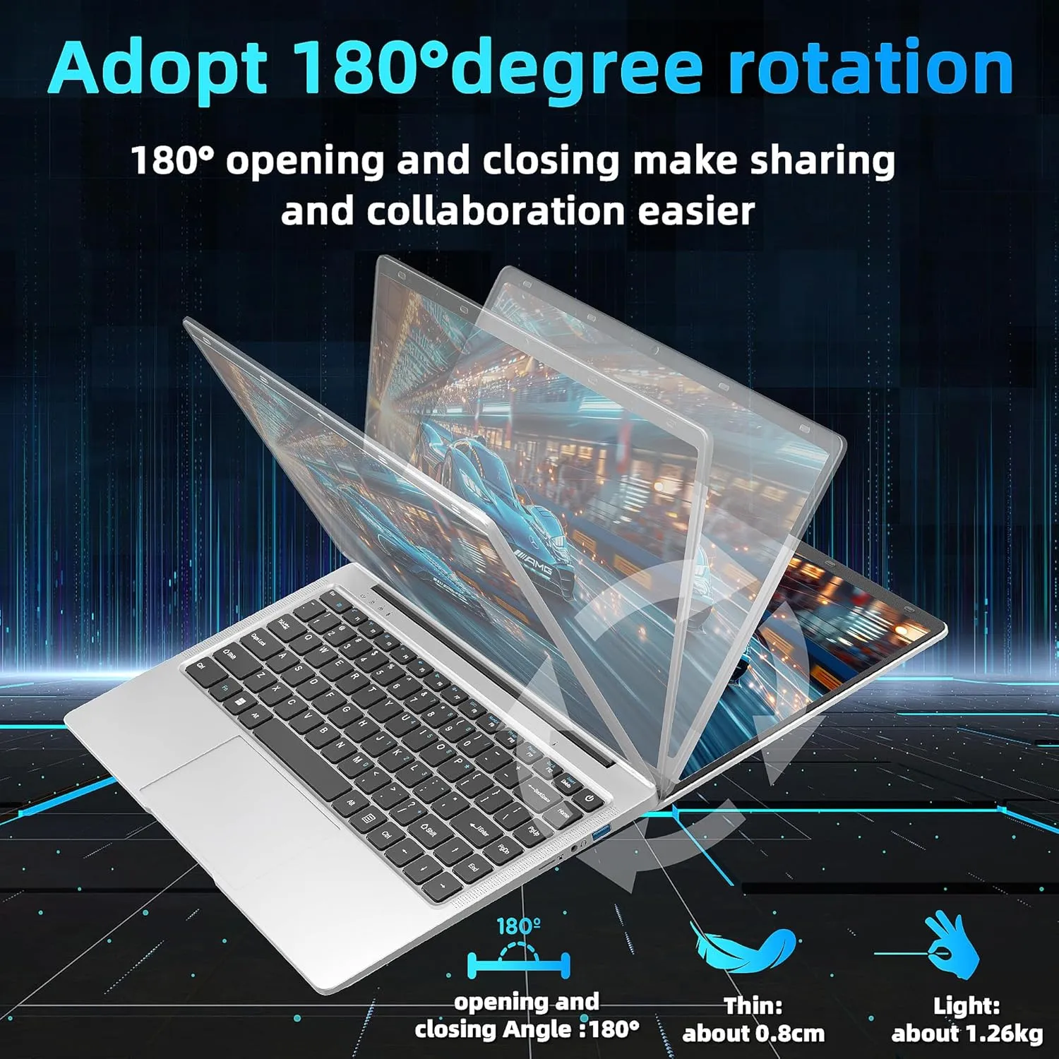 LaptopWin 11 Pro/Office 201914" HD Display Laptops,Celeron J4105,6G RAM,256G SSD, Ultra-Thin, Light, Webcam/BT/WiFi/Fingerprint, USB 3.0, HDMI,for Travel, Work, Study and Play (Silver, 6G 256G SSD)