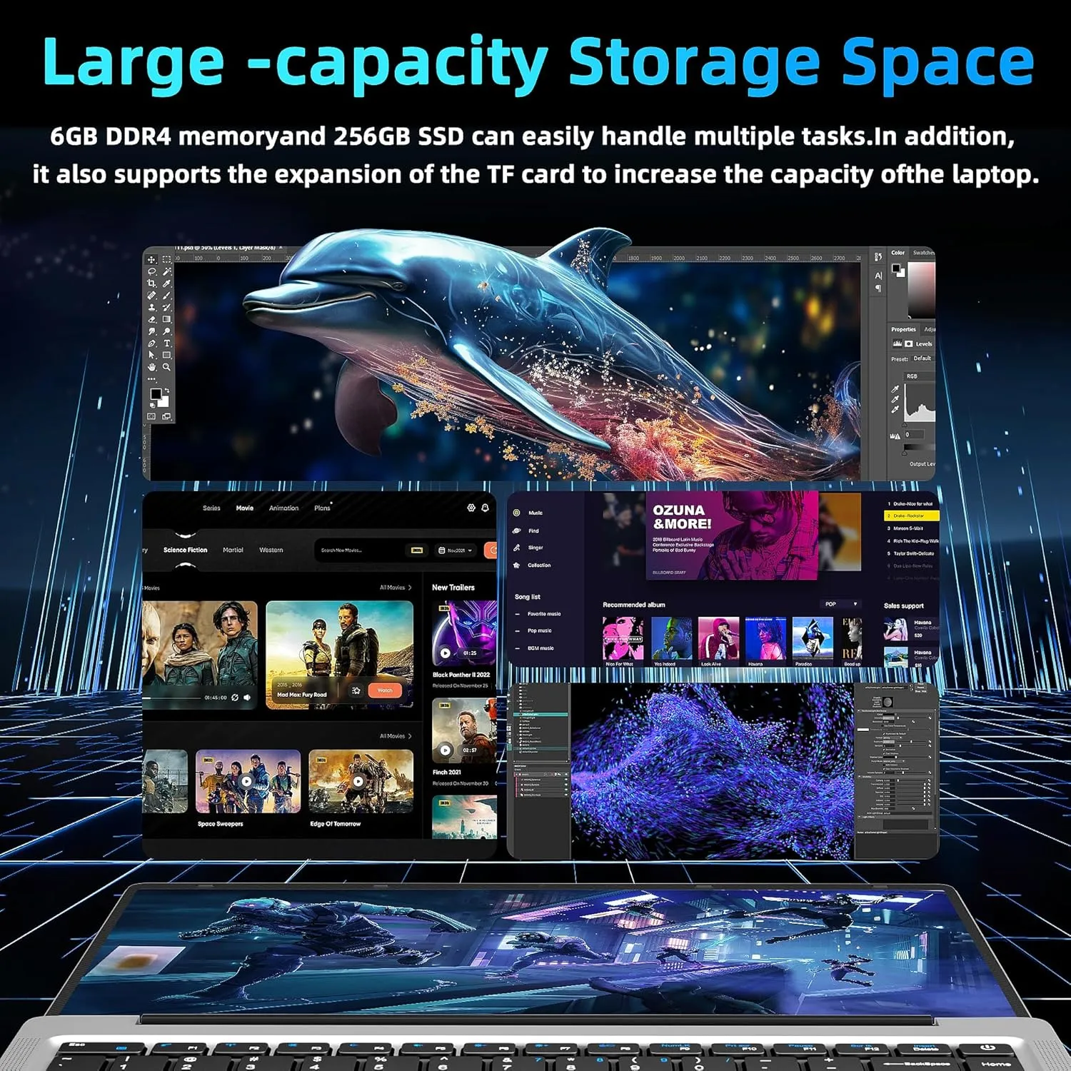 LaptopWin 11 Pro/Office 201914" HD Display Laptops,Celeron J4105,6G RAM,256G SSD, Ultra-Thin, Light, Webcam/BT/WiFi/Fingerprint, USB 3.0, HDMI,for Travel, Work, Study and Play (Silver, 6G 256G SSD)