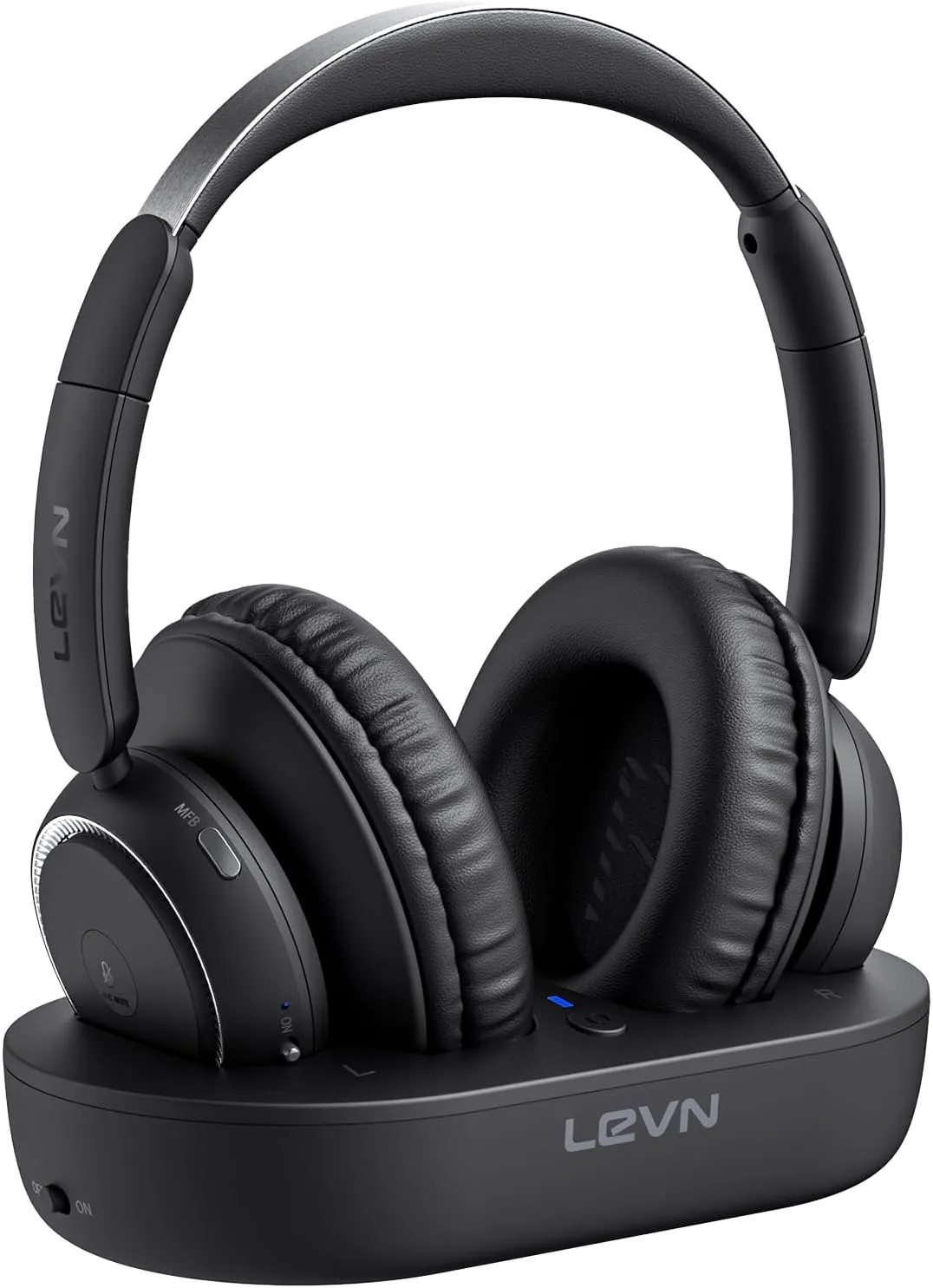LEVN Wireless Headphones for TV Watching, TV Headphones Wireless for Seniors with Transmitter Charging Base, Hearing-impaired, No Audio Delay Blutooth 5.2, Plug and Play, Gifts for Elderly