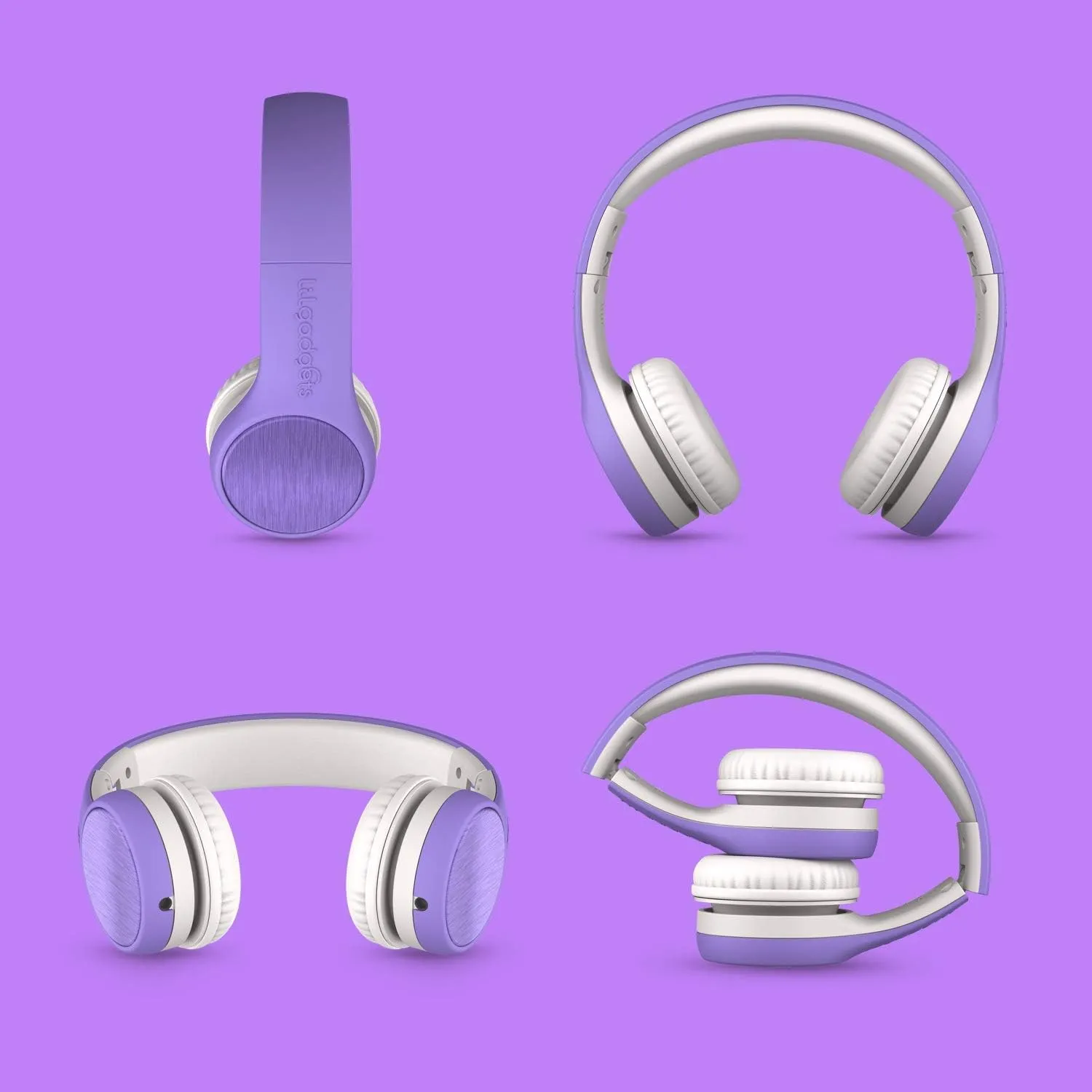 LilGadgets Connect  Style On-Ear Kids Headphones with Microphone - SharePort Technology, SoftTouch Padding, Detachable Cable, Noise Reduction, Durable & Adjustable - Purple Wired Headphones for Kids