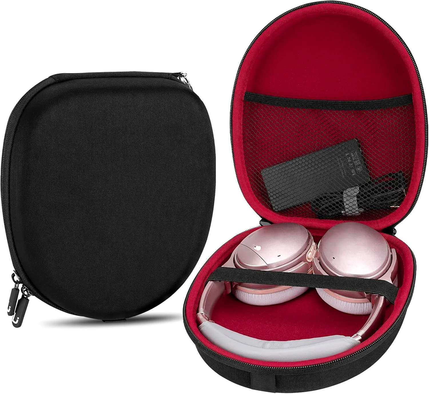Linkidea Headphones Carrying Case Compatible with Bose QC Ultra, QC 45, QC35 II, QC25, QC15, QCSE Case, Protective Hard Shell Travel Bag with Cable, Charger Storage (Black)