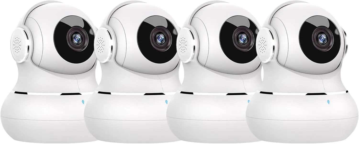 litokam Indoor Security Camera 4 Pack, 360 WiFi Cameras for Home Security, 2K Baby Monitor with Night Vision, Pet Nanny Cam with Motion Detection, 2-Way Audio