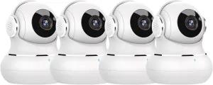 litokam Indoor Security Camera 4 Pack, 360 WiFi Cameras for Home Security, 2K Baby Monitor with Night Vision, Pet Nanny Cam with Motion Detection, 2-Way Audio
